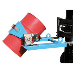 Volcador de bidones para carretilla elevadora, modelo FLEX