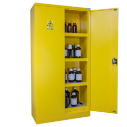 Armario de seguridad para productos peligrosos, alto, de 2 puertas, amarillo