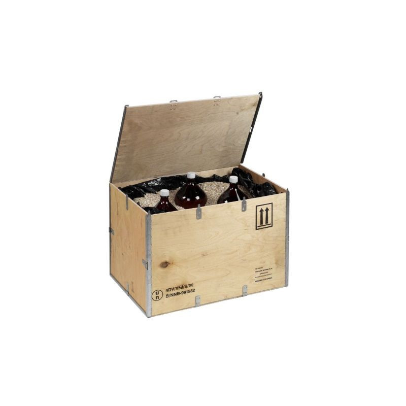 Caja de madera homologada para el transporte de mercancías peligrosas 4D/X9