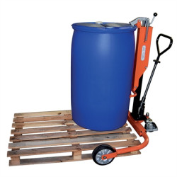 Carro portabarriles de 220 litros con tapones (borde) y capacidad de 250 kg